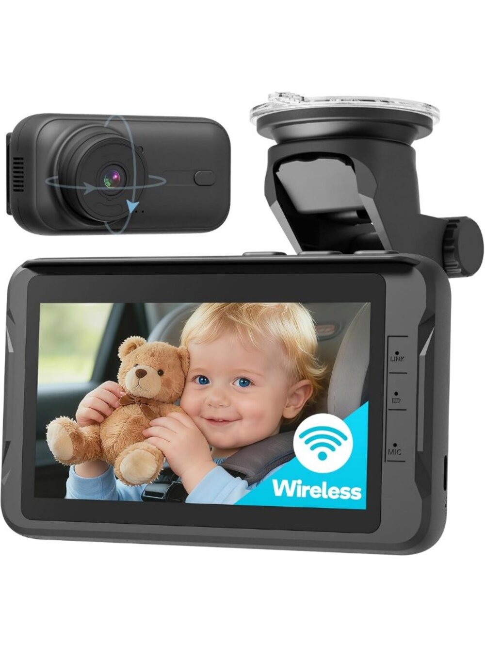 Wireless Baby Car Camera with Auto Night Vision - No Wi-Fi Monitor, IR-Cut